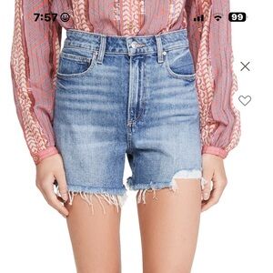 Paige Women’s Light Blue Distressed Denim Shorts